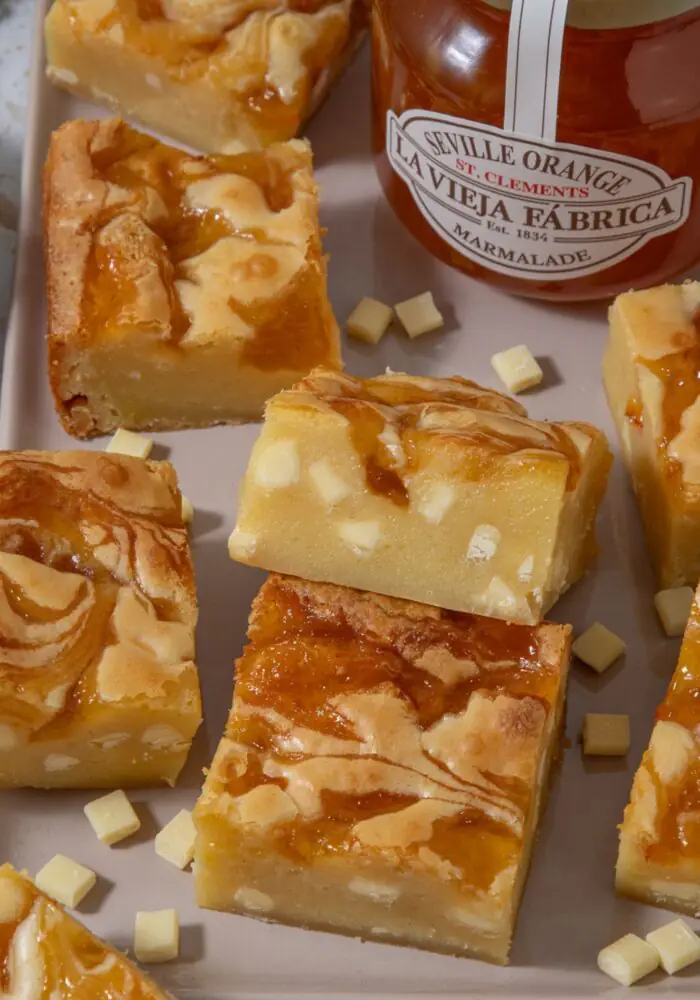 White chocolate and marmalade blondies