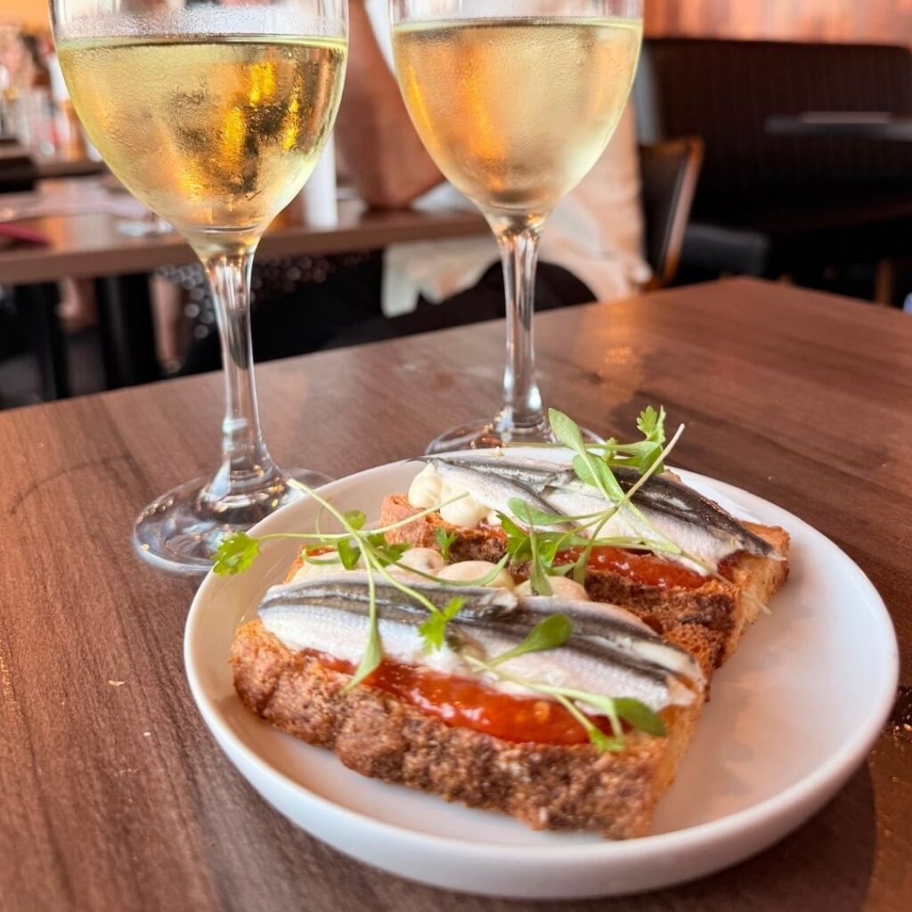 Anchovy toast and loaded dipping oil from North, Seaburn