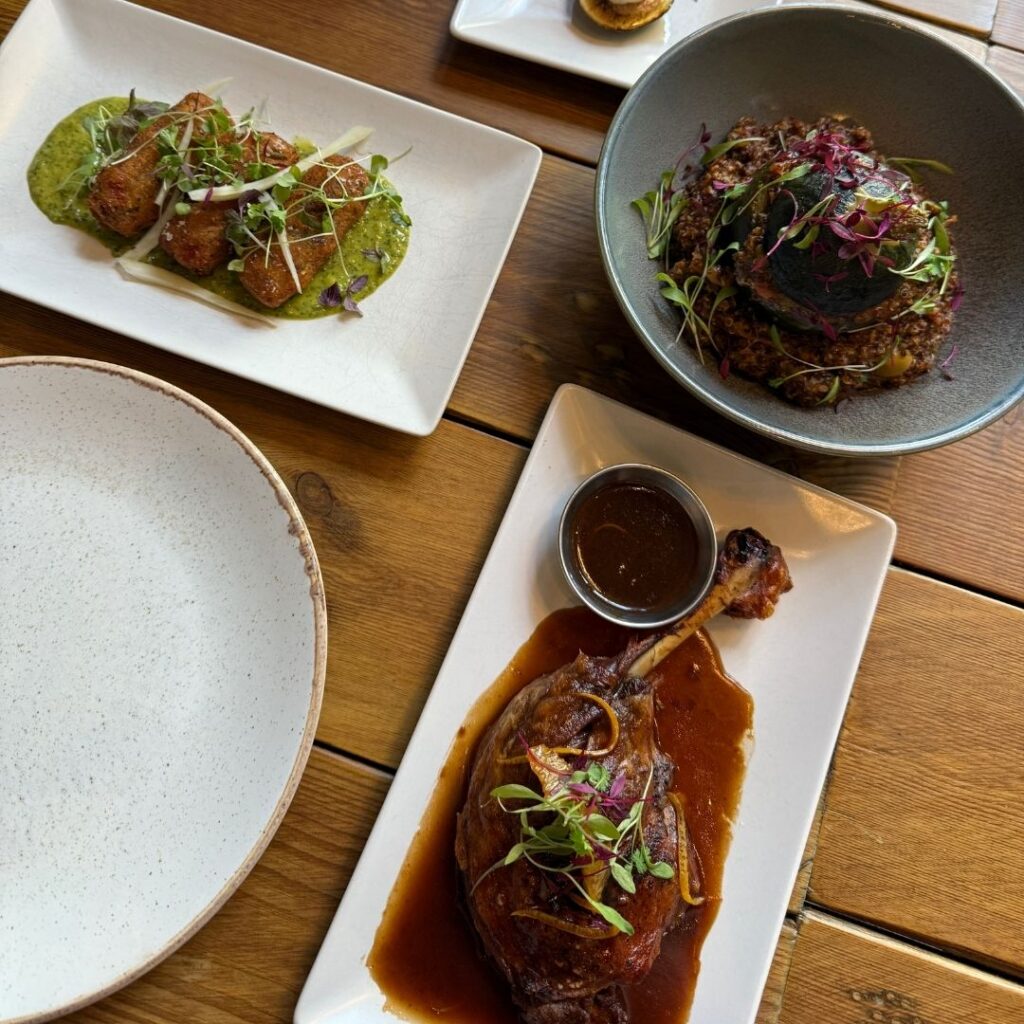 Slow-cooked duck leg and stuffed courgette from French Quarter