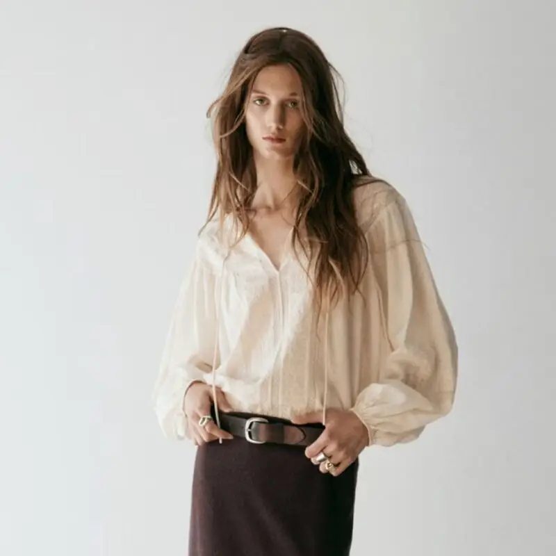 MANGO - Embroidered Puff-Sleeve Blouse - £59.99