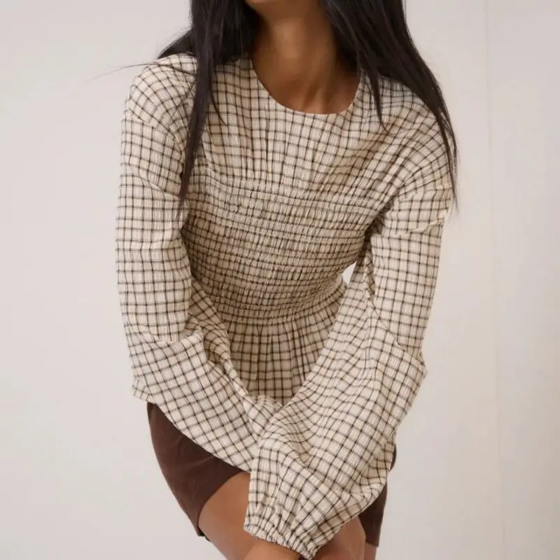 Nobody's Child - Yellow Check Balloon Sleeve Blouse - £30.00