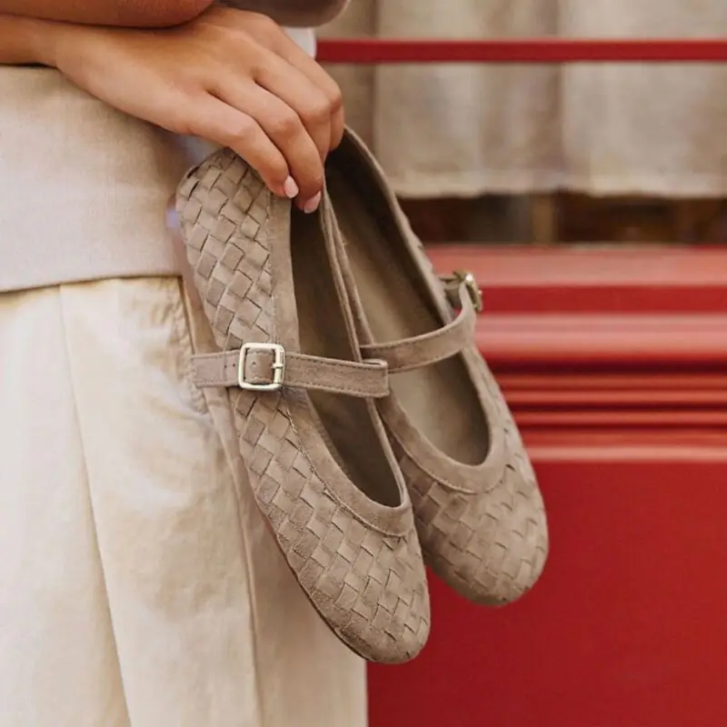 Next - Natural Woven Mary Janes Shoes - £36.00