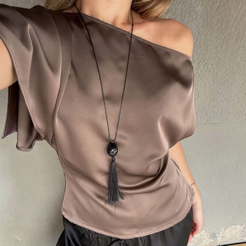 NA-KD - Asymmetric Slit Detail Draped Top - £20.96