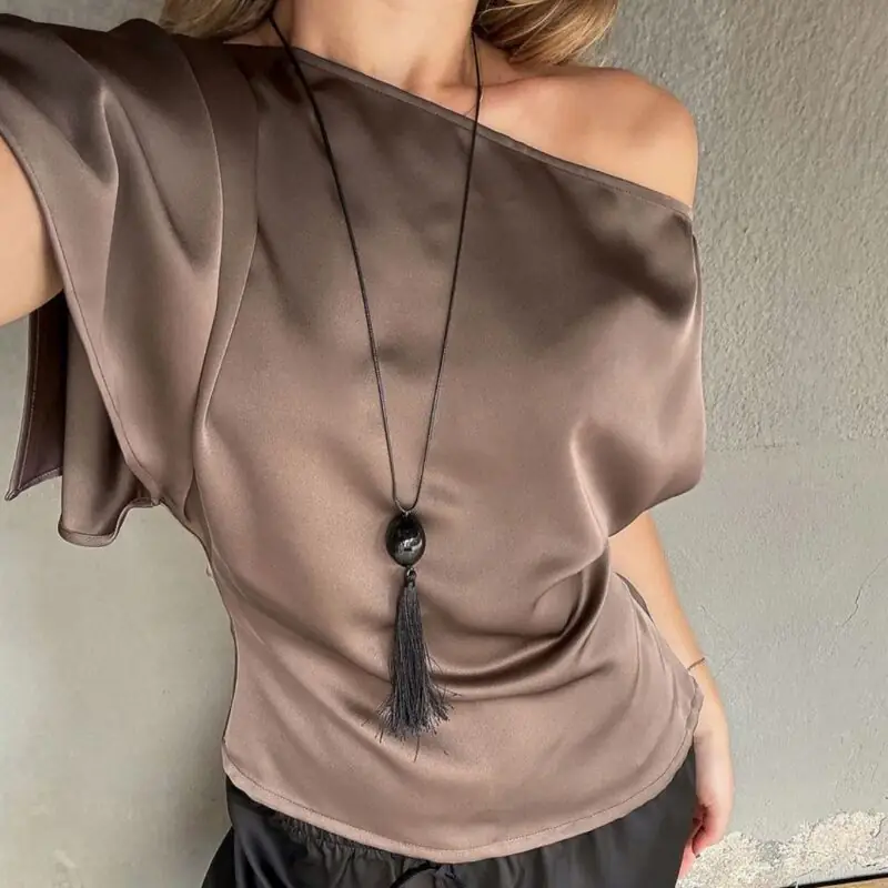 NA-KD - Asymmetric Slit Detail Draped Top - £20.96