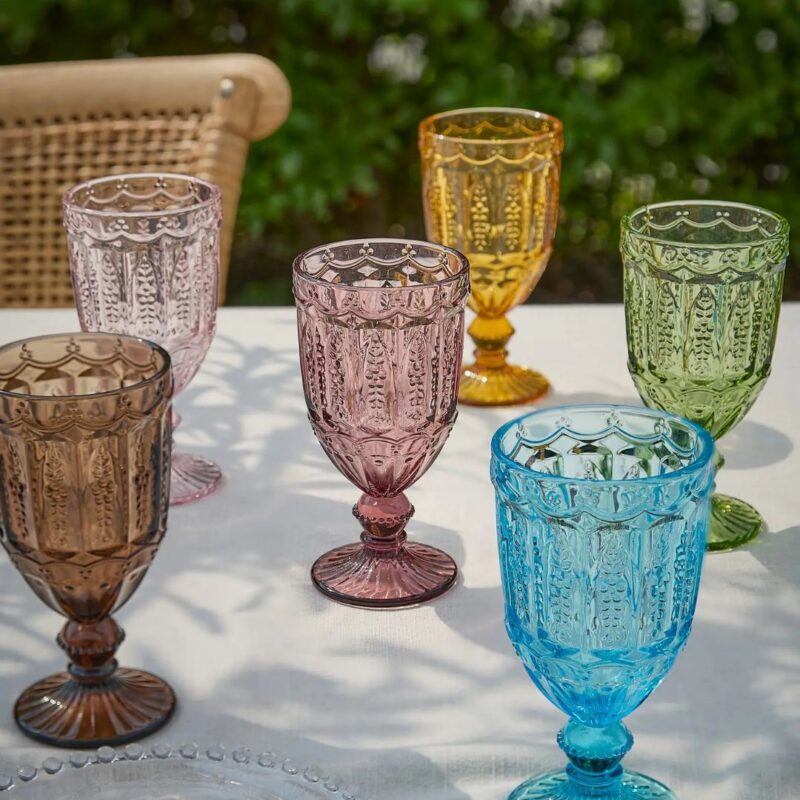Debenhams - Set of 6 Roselle Colorful Embossed Wine Goblets - £25.99 (was £39.00)