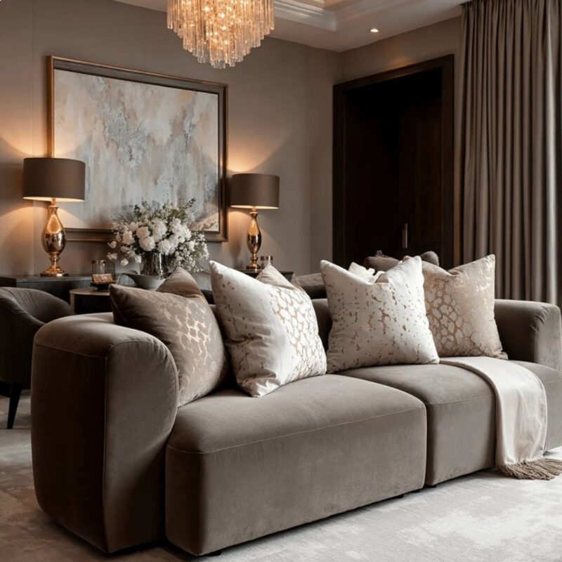 Bellina Brown Velvet Luxury 4 Seater Sofa