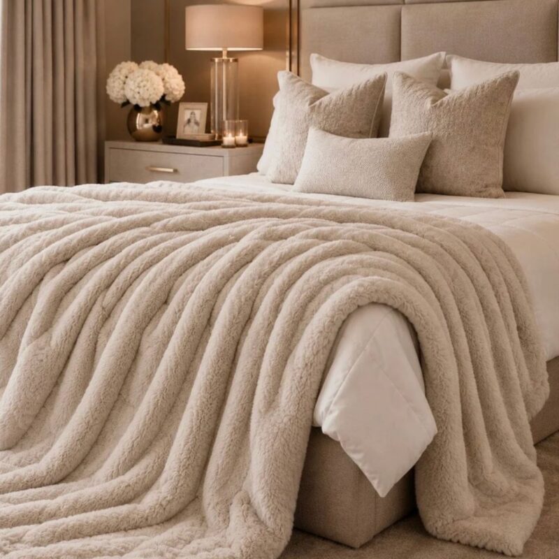 Marlowe Oatmeal Faux Fur Throw