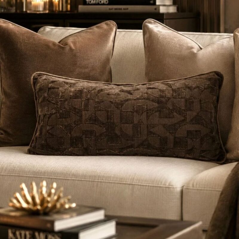 Samba Chocolate Brown Geometric Bolster Cushion