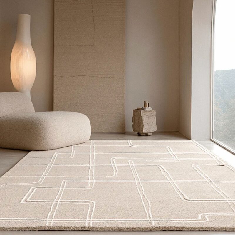 Geneva Sand Wool Linear Patterned Rug