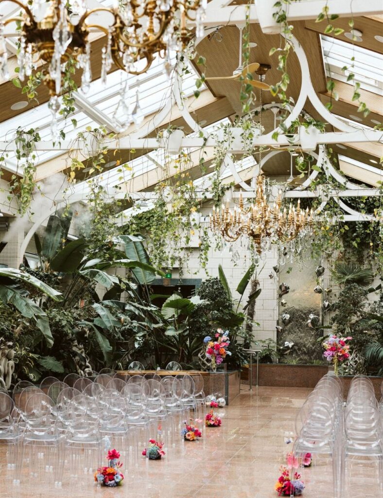 The Garden Room at The Biscuit Factory - Summer, floral aisle