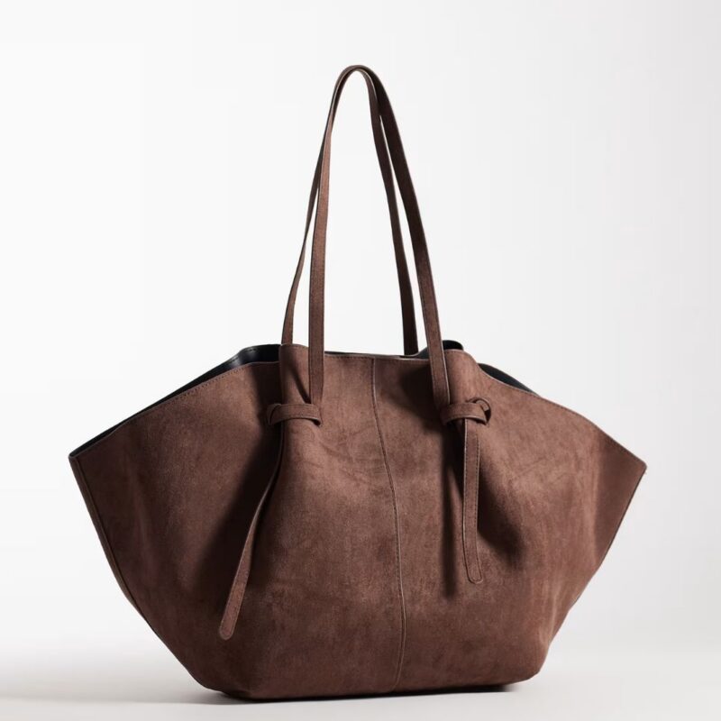 ASOS - Faux Suede Structured Tote Bag in Dark Brown - £35.00