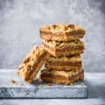 Salted honey caramel and walnut slice