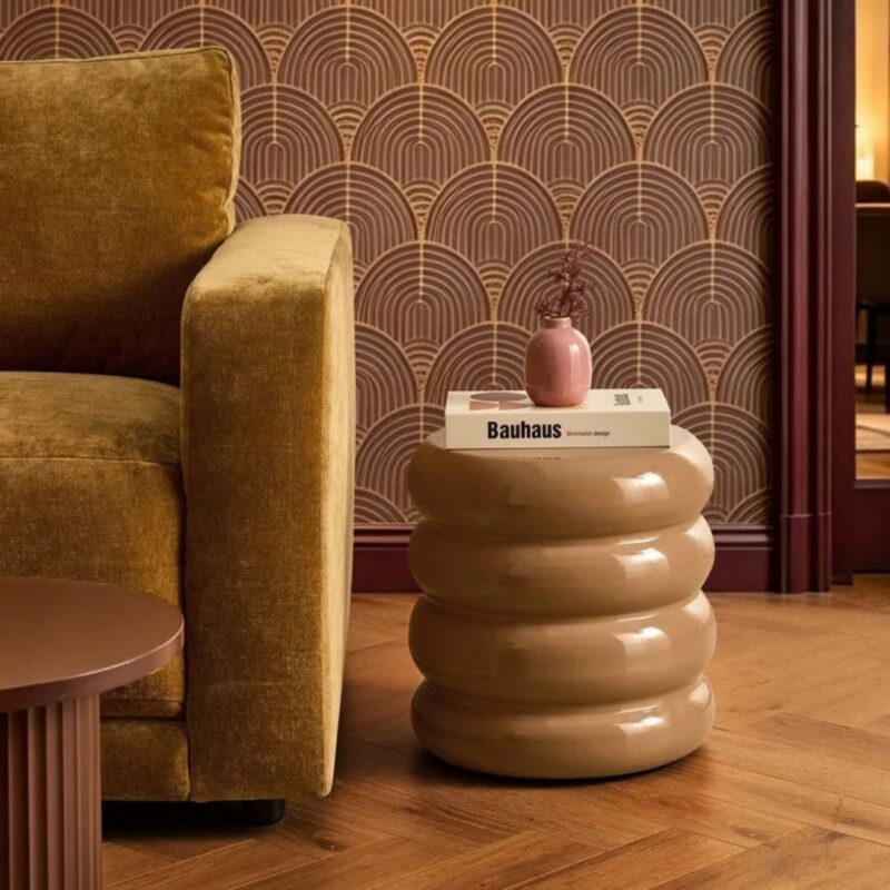 DUSK - Florrie High Gloss Side Table in Caramel - £49.00