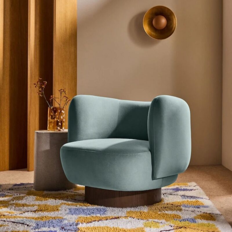 MADE.COM - Steel Grey Blue Velvet Novara Swivel Accent Chair - £399.00