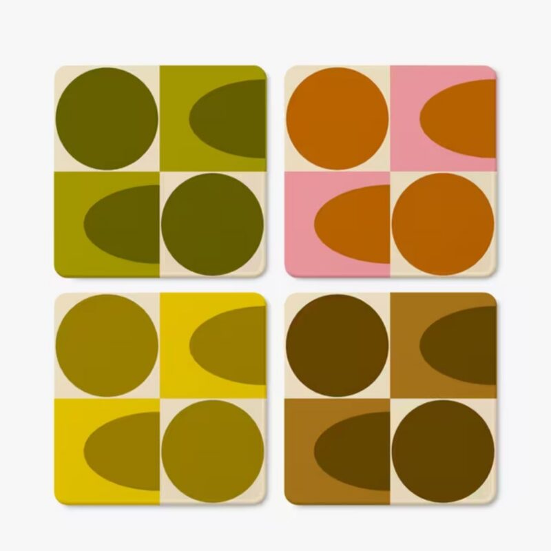 Orla Kiely - Spot Square Oval Cork-Backed Coaster Set - £12.00