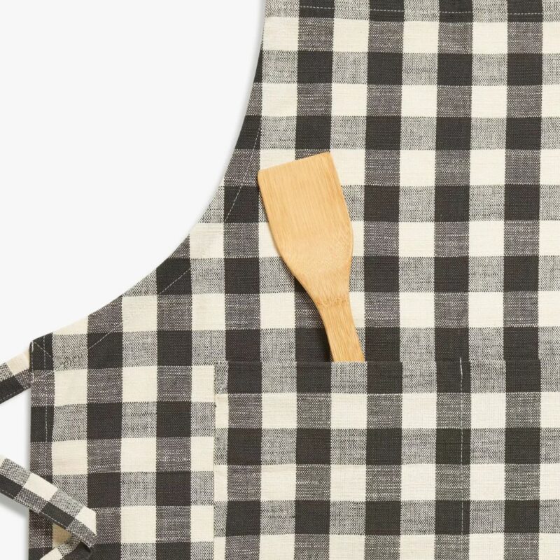 John Lewis - Gingham Cotton Apron in Black - £15.00