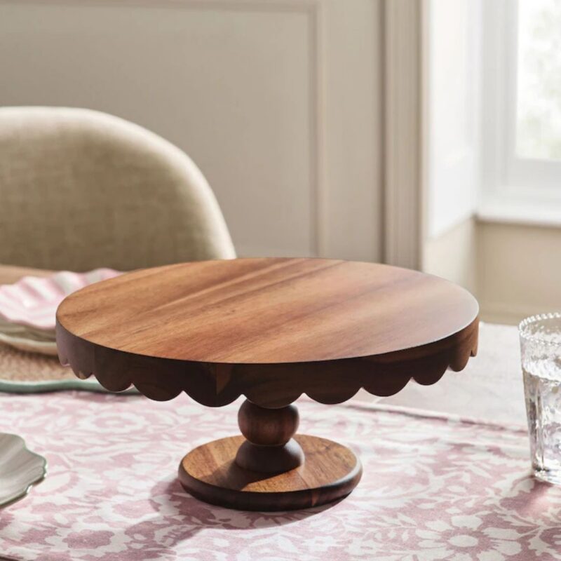 Next - Natural Wood Scalloped Edge Cake Stand - £34.00