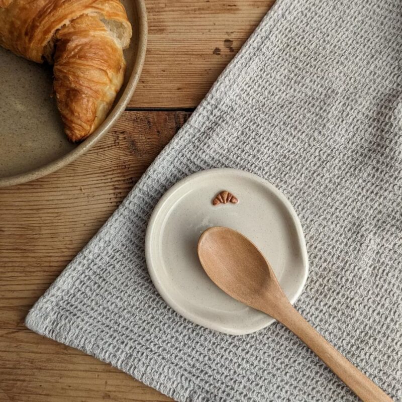Jess McCormick Pottery - Handmade Ceramic Croissant Spoon Rest - £20.00