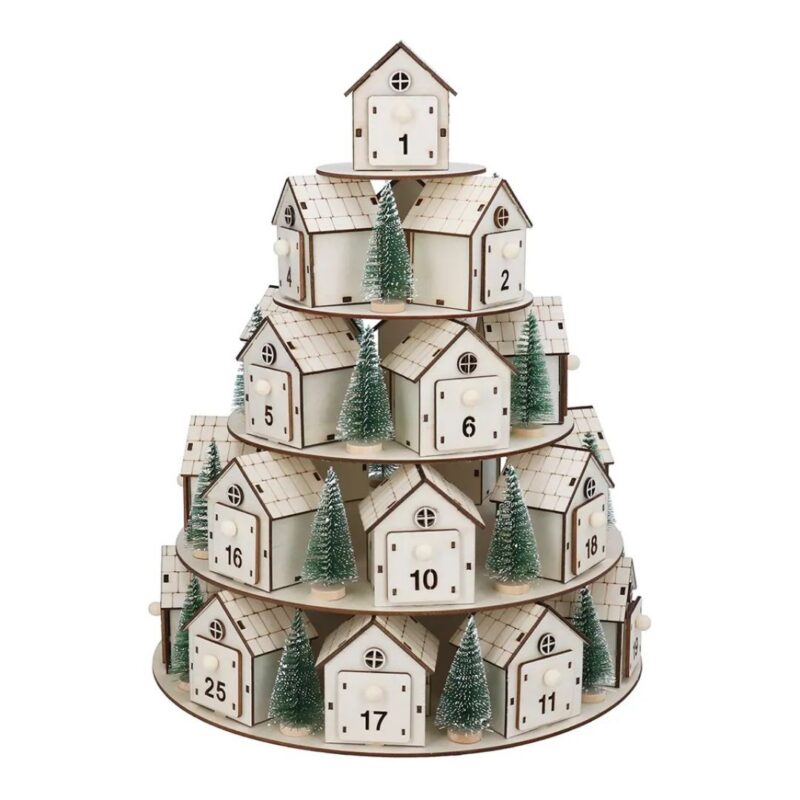 Gisela Graham - Tiered Village Wooden Advent Calendar - £29.99 (was £42.00)