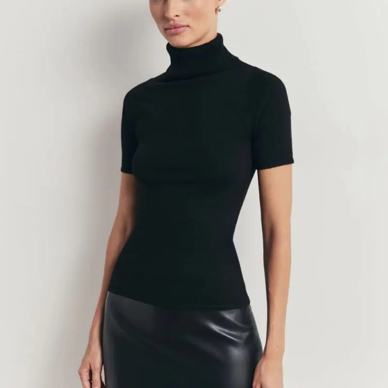 Because of Alice - Wool Blend Cap Sleeve Polo Neck Top - £65.00