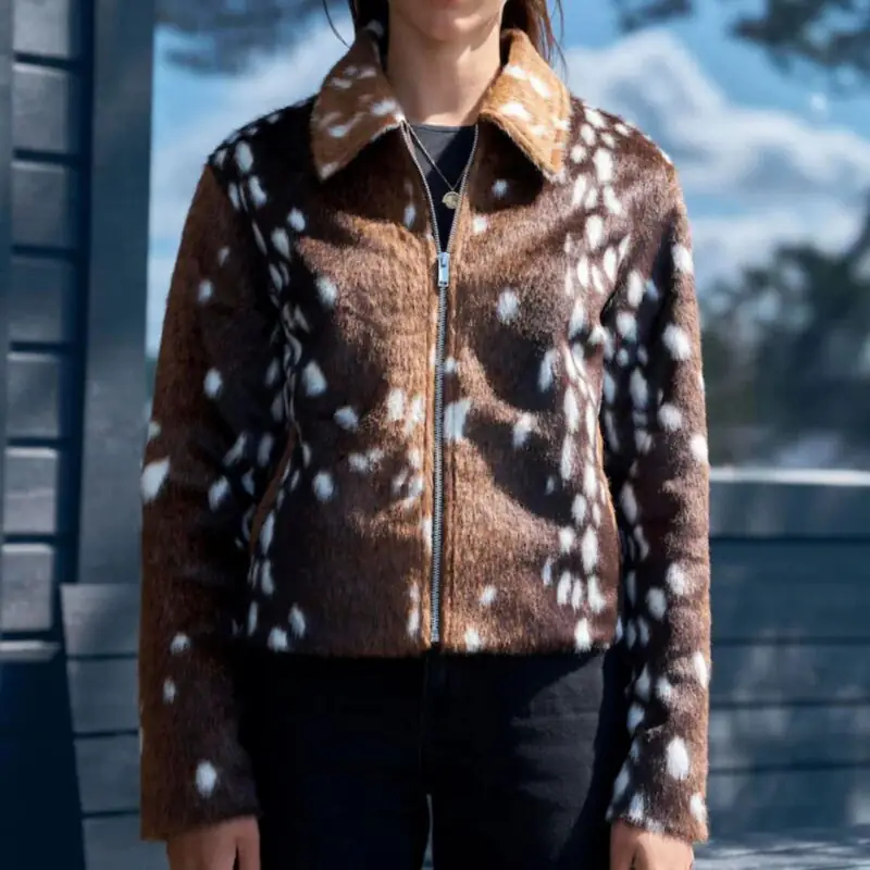 NEXT - Brown Animal Deer Print Faux Fur Jacket - £75.00