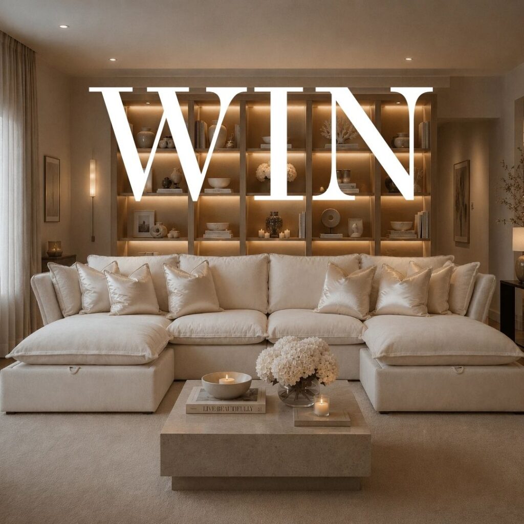 WIN a Mallow Linen U-Shape Sofa with Storage Footstool from Rowen Homes worth £2,749