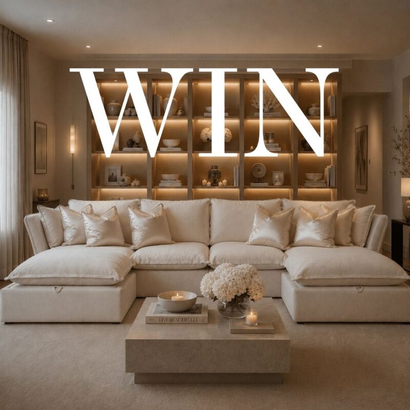 WIN a Mallow Linen U-Shape Sofa with Storage Footstool from Rowen Homes worth £2,749
